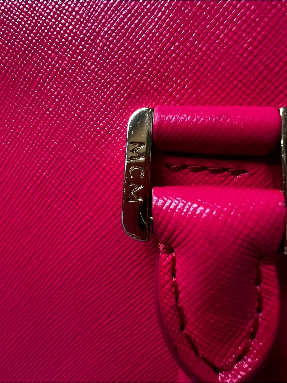 Title: MCM Saffiano Nuovo Pink Leather 2-Way Satchel Tote Crossbody COA